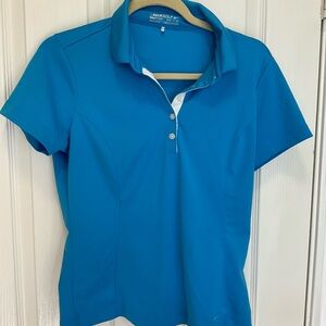 Women’s Nike Fit Dry Golf Top. Bright blue small